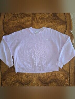Adidas Essentials Small Logo Feelcozy Sweatshirt Womens Size L Lilac Purple